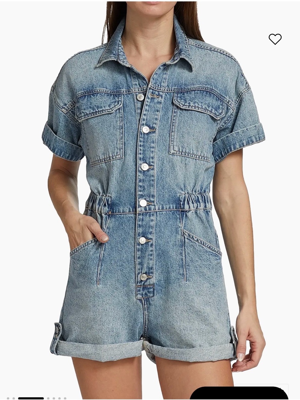 Free People Marci Denim Cuffed Romper